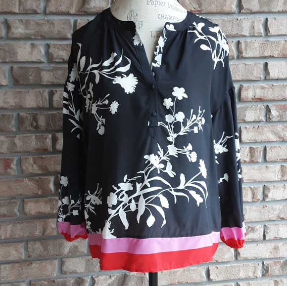 Joie Tops - Joie 100% Silk Floral Print Long Sleeve Color Block Boho Blouse.